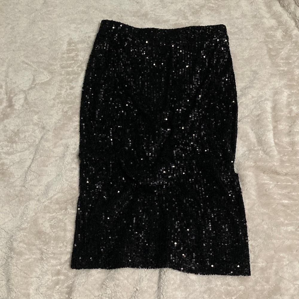 Rachel Zoe Black Sequin Pencil Skirt
